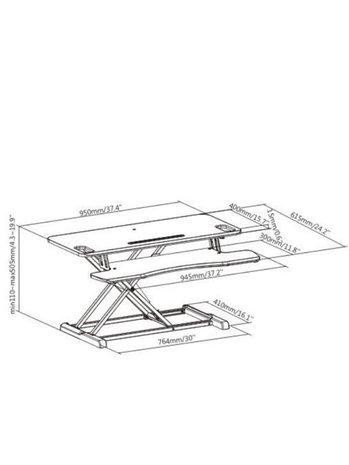 Sit-stand Updesk Cross suitable for two monitors